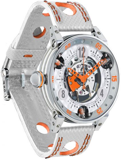 Fashion BRM GOLF WHITE SKELETON DIAL ORANGE GF6-44-SA-SQ-AO watch